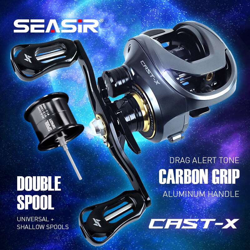 Abu Garcia Reel Max - SEASIR Cast-X ベイトキャスティングリール 7.3:1 HS ギア比アルミダブルスプールカーボングリップメタル