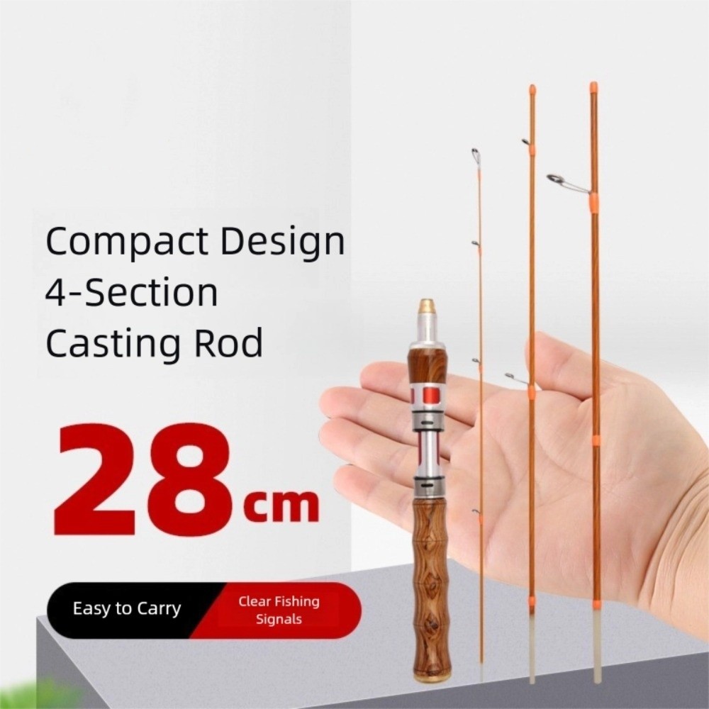Fishing Rod Carbon Fiber - 4セクションスピニング釣り竿 ULパワー スピニングキャスティング釣り竿 1.4m ポータブルカーボンファイバー釣り竿 アイスウィンターフィッシング