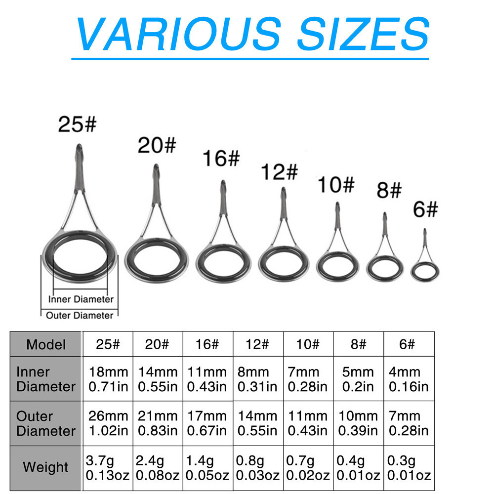 釣竿ガイド釣竿ヒント交換キット釣りポールロッド修理キットガイ - Fishing Rod Guide Replacement のレビューと価格