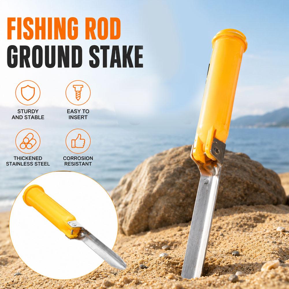 携帯用海釣り竿ホルダー、地面に挿せるスタンド、耐久性のある金 - Fishing Rod Rack のレビューと価格